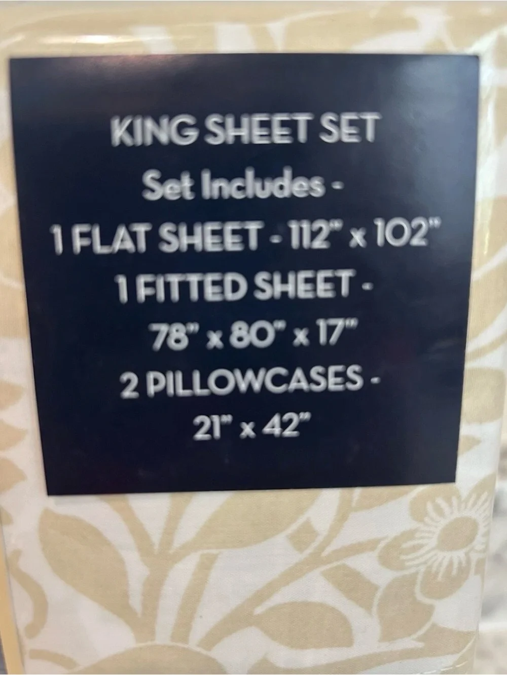 NEW 4pc William Morris King Sheet Set Floral TONAL COMPTON - PALE GOLD